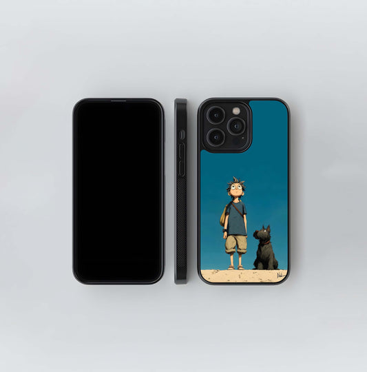 Boy and Dog Adventure Glass Case