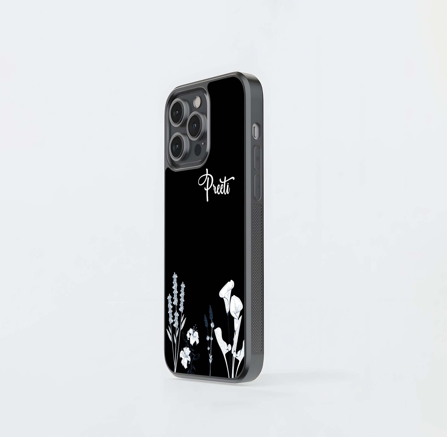 Bloom Custom Name Floral Whisper Glass Case