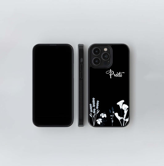 Bloom Custom Name Floral Whisper Glass Case