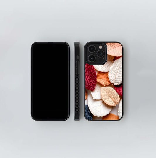 Textured Autumn Palette Leaves Glass Case