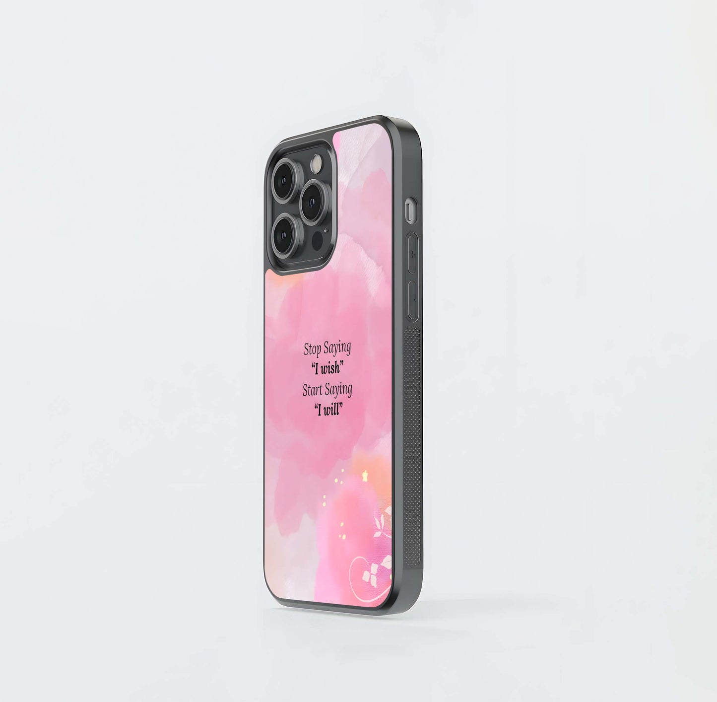 Motivational Pink Watercolor Glass Case
