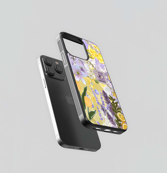 Citrus Collage with Lilac Glass Case