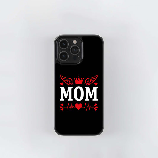 Mom's Crown and Heartbeat Glass Case