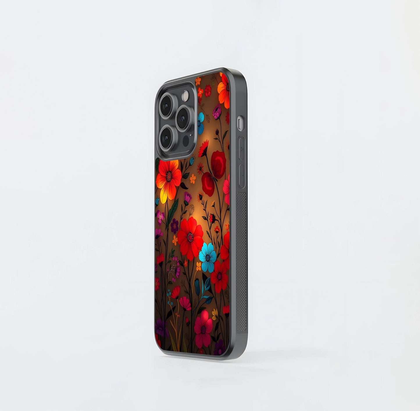 Vibrant Dark Floral Garden Glass Case