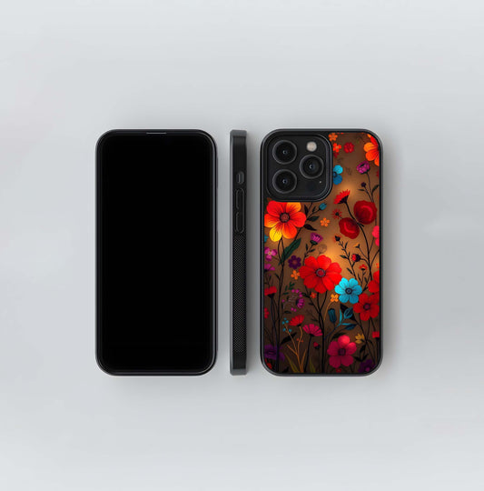 Vibrant Dark Floral Garden Glass Case