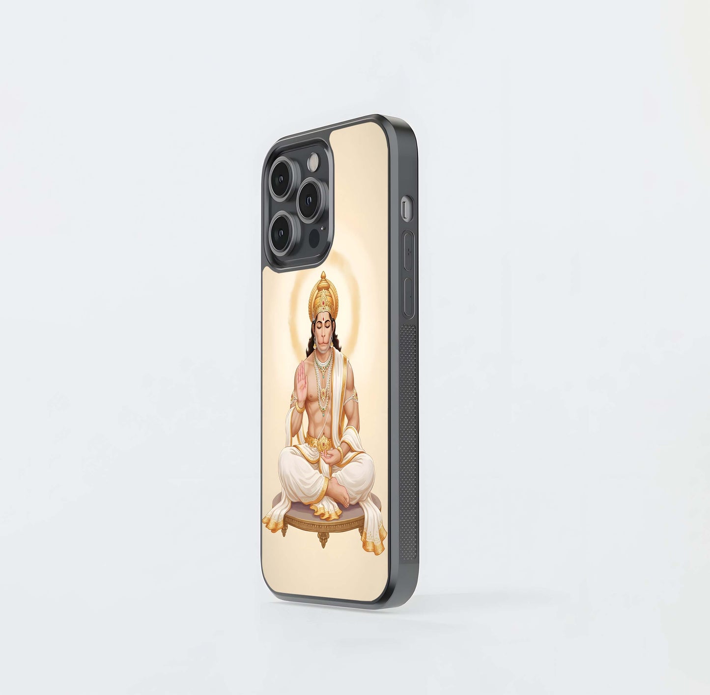 Meditating Hanuman Ji Glass Case