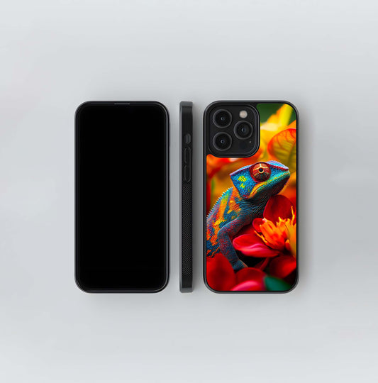 Vibrant Panther Chameleon Glass Case