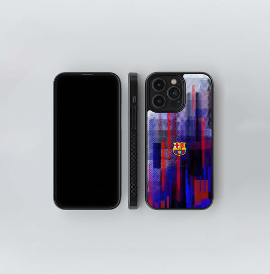 FC Barcelona Digital Glitch Glass Case