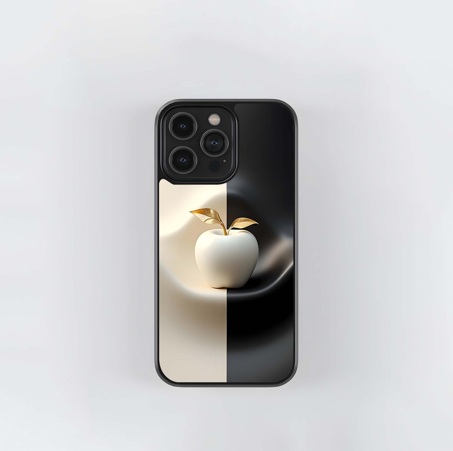 White and Black Silk Apple Glass Case