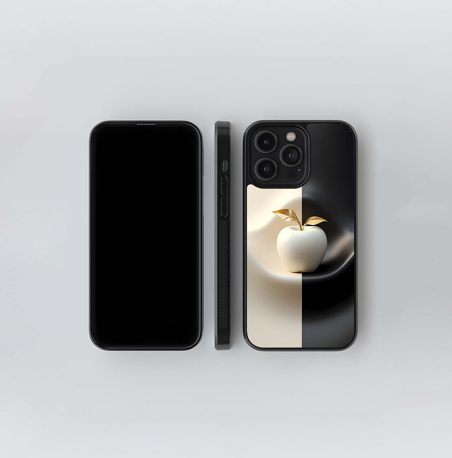 White and Black Silk Apple Glass Case
