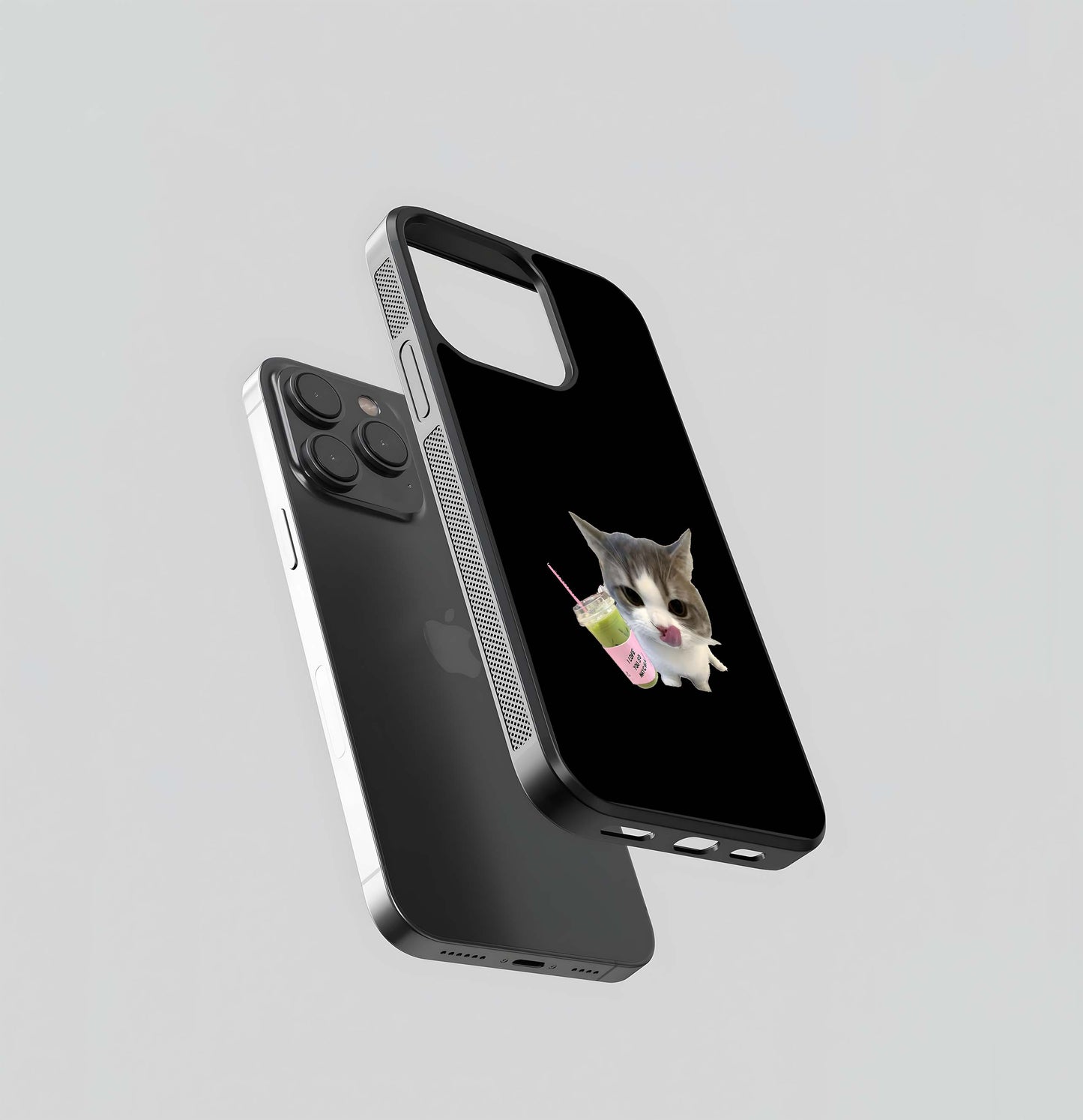 Matcha Cat Meme Glass Case