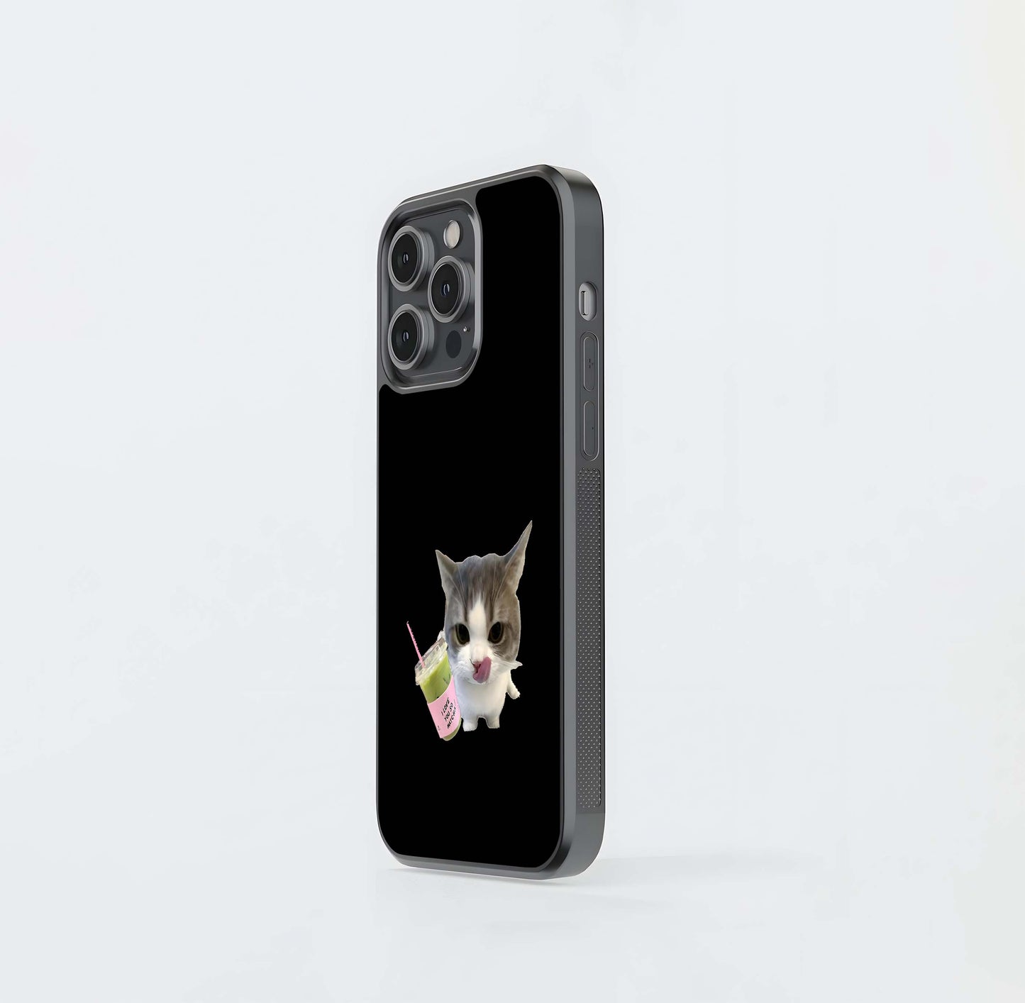 Matcha Cat Meme Glass Case