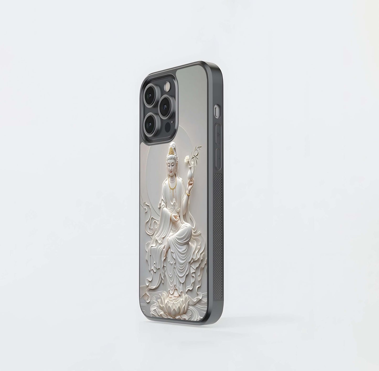White Porcelain Guanyin Glass Case