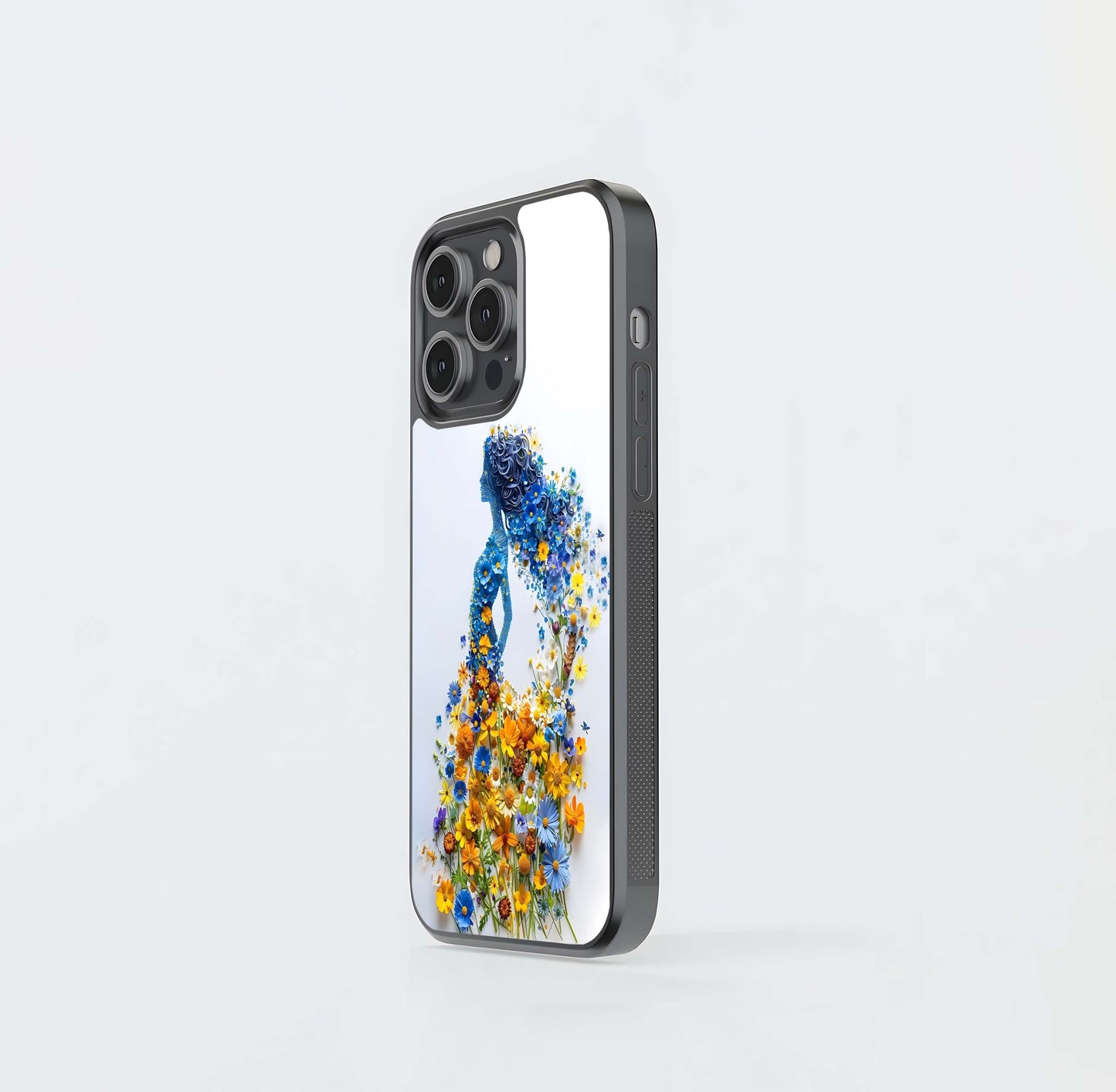 Floral Goddess Silhouette Glass Case