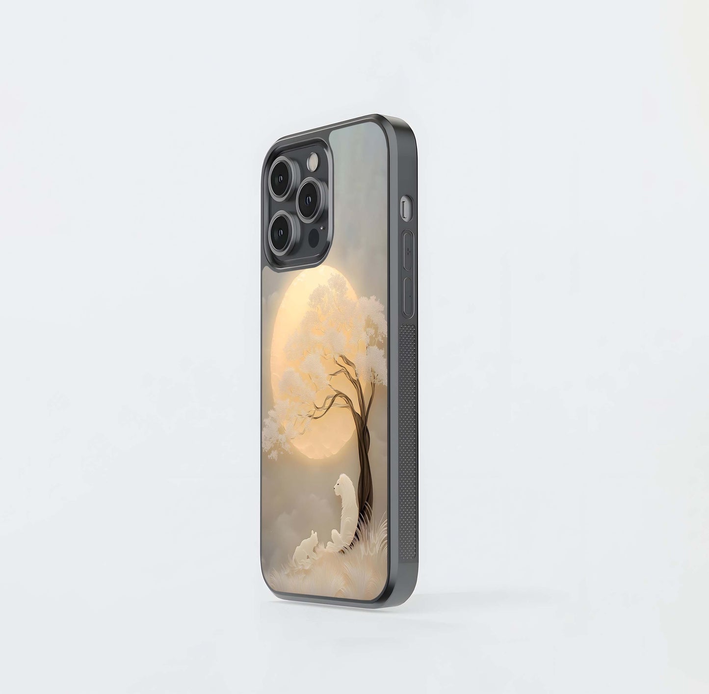 White Wolves Under the Harvest Moon Glass Case