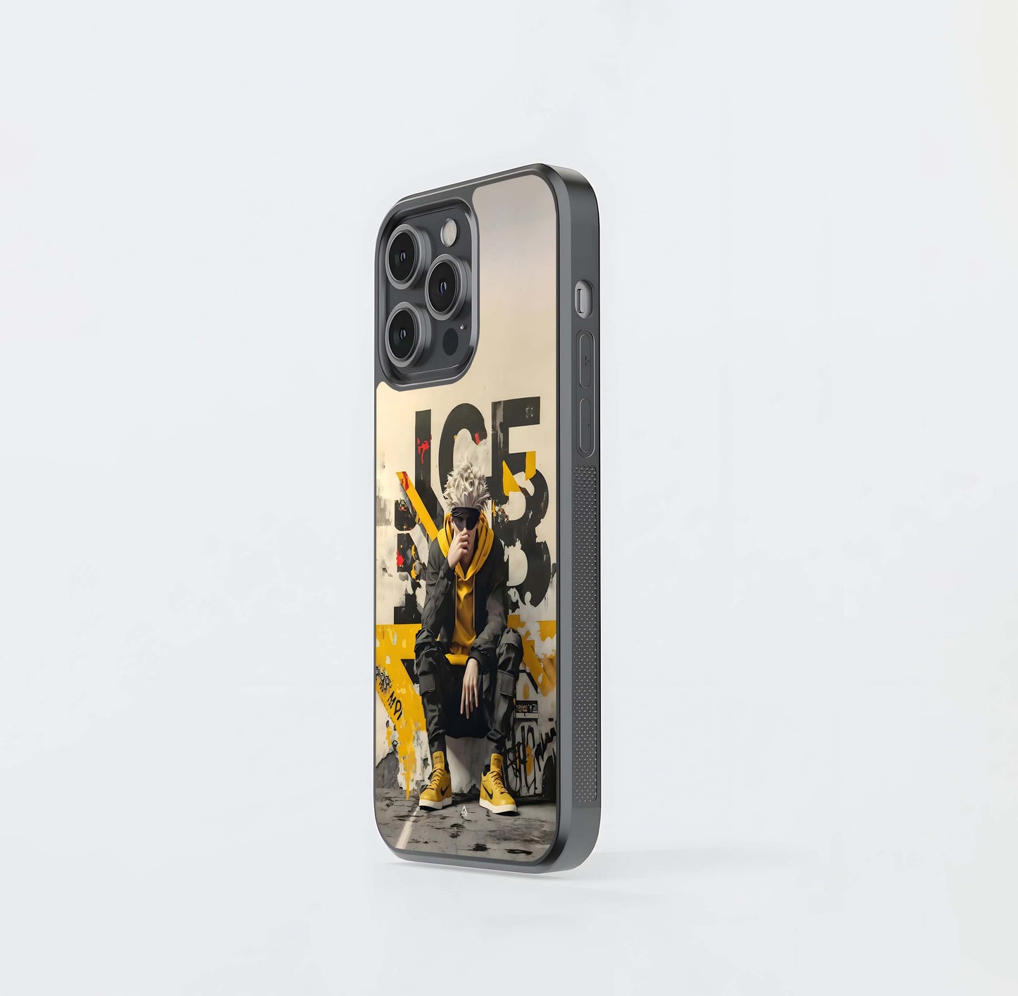 Yellow & Black Street Art Anime Glass Case