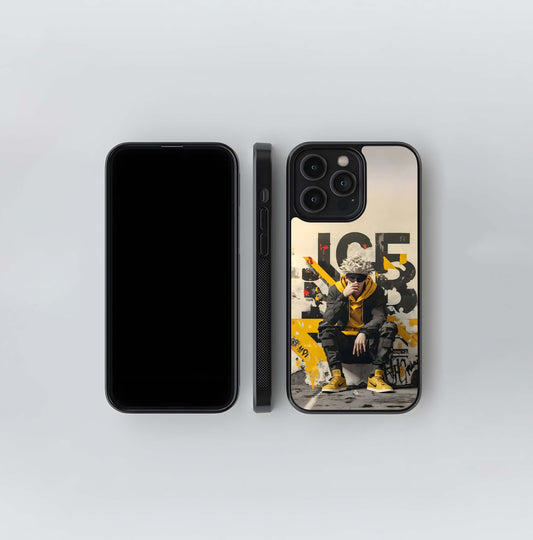 Yellow & Black Street Art Anime Glass Case