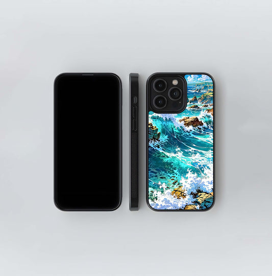 Coastal Blue Waves Glass Case