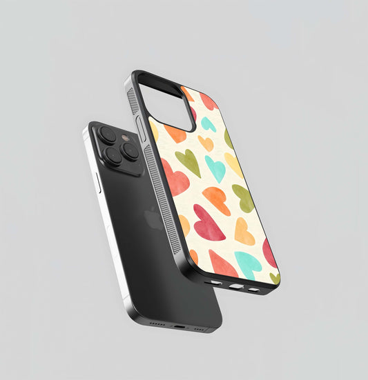Colorfull hearts pattern Glass Case / Cover