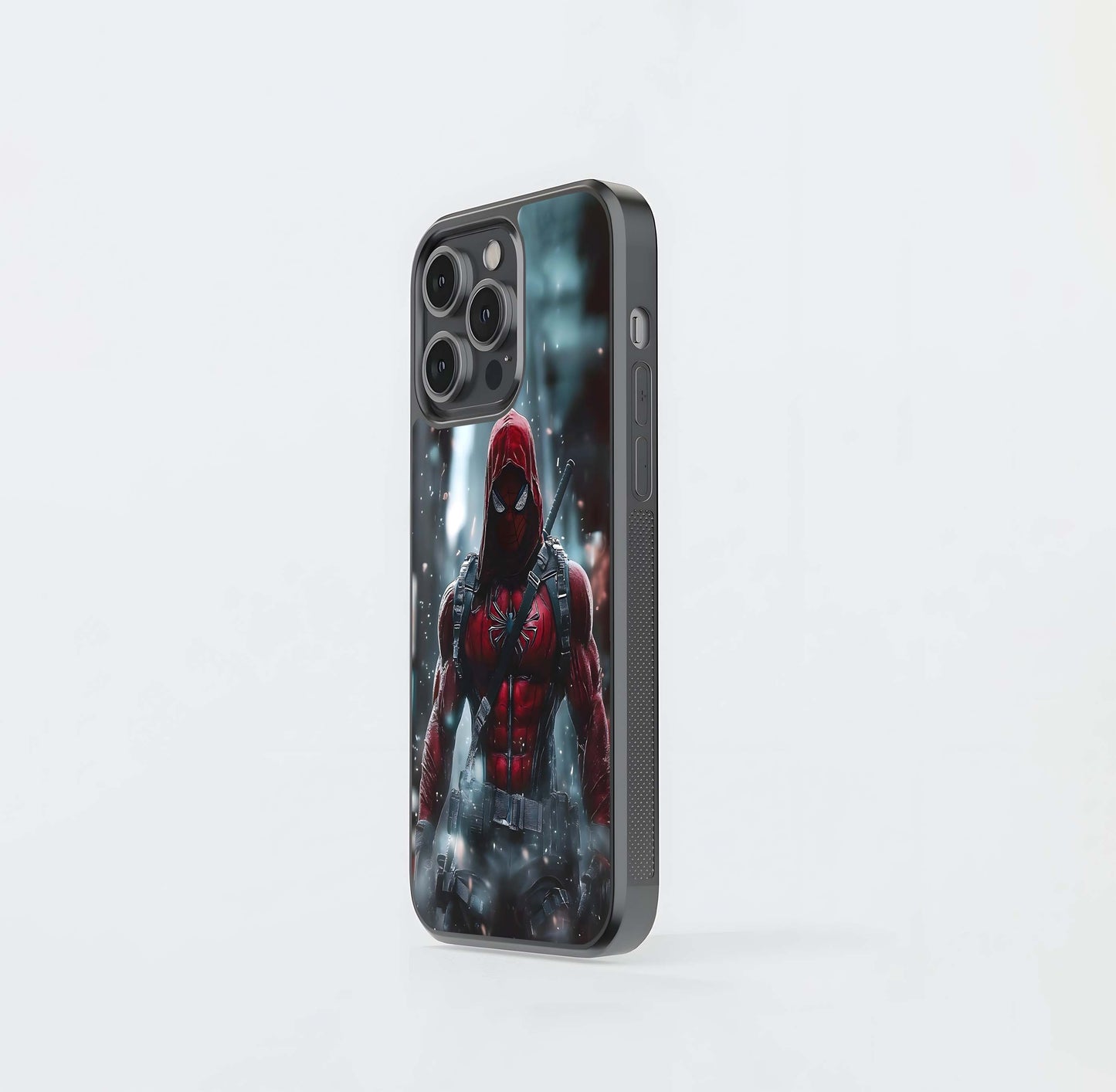 Armored Red Hooded Spider-Man Glass Case