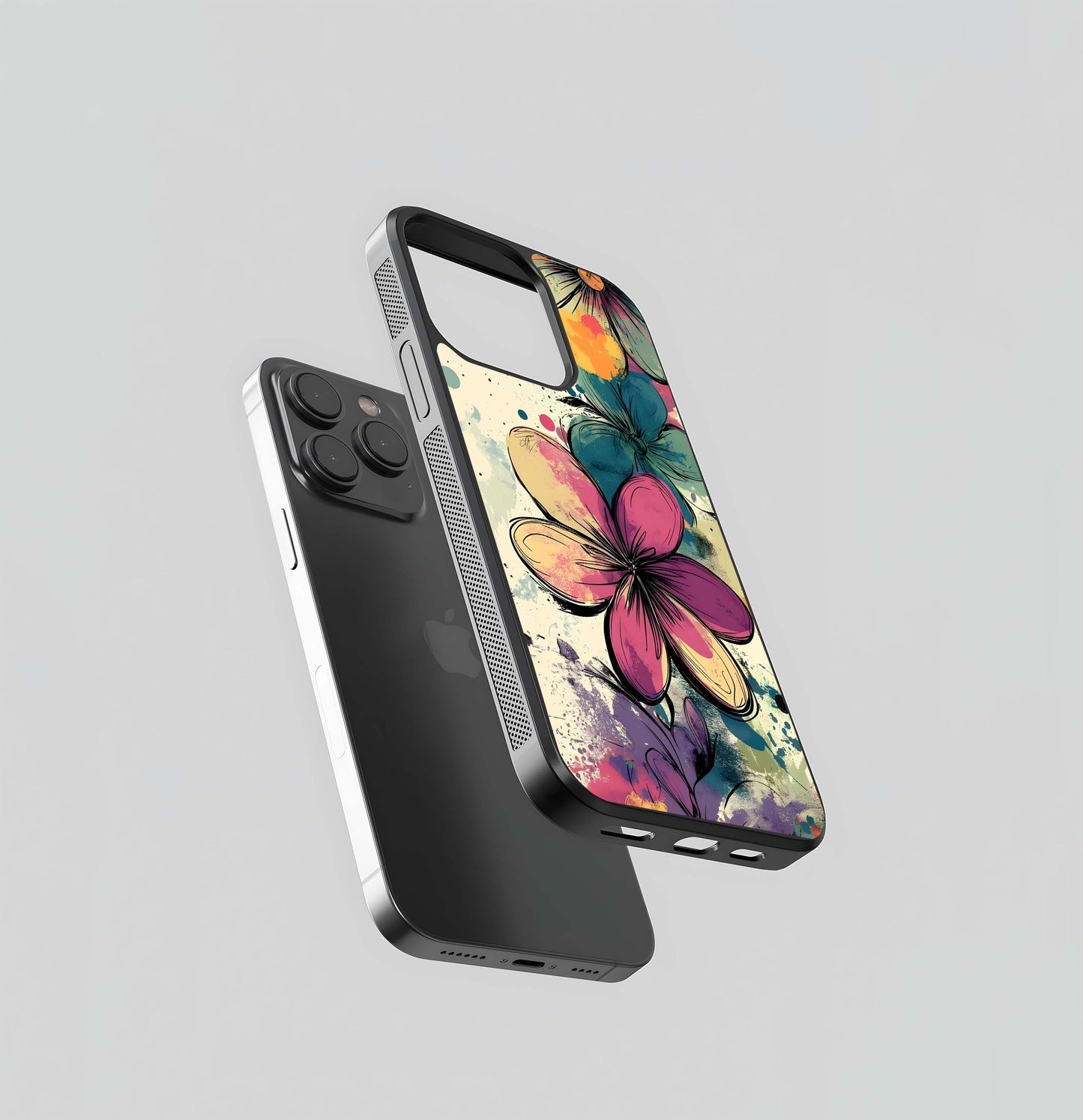 Abstract Floral Splash Glass Case