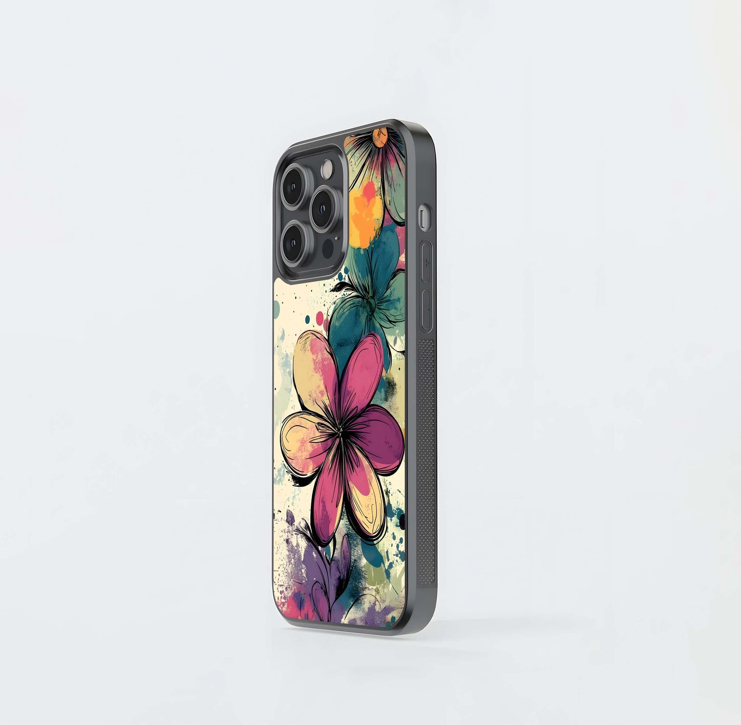 Abstract Floral Splash Glass Case