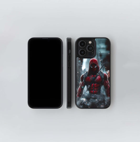 Armored Red Hooded Spider-Man Glass Case