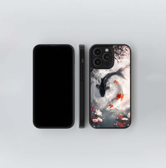 Yin-Yang Koi Glass Case