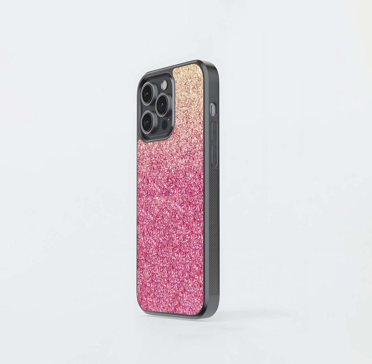 Fuchsia Pink Glitter Ombre Glass Case