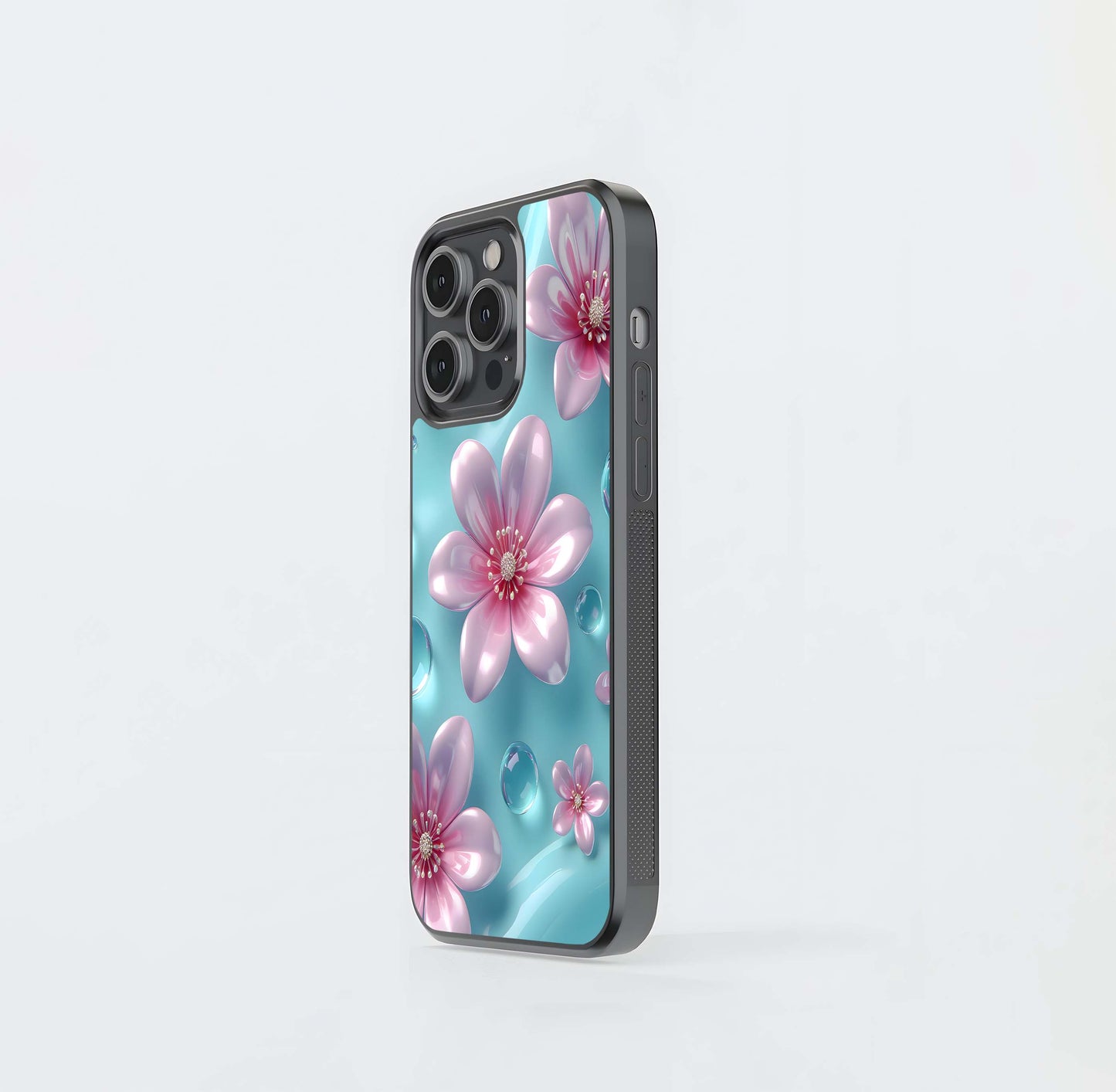 Aqua Bloom Drops Glass Case