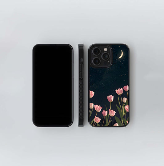 Tulips under the Crescent Moon Glass Case