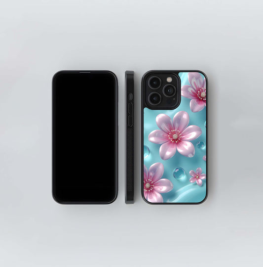 Aqua Bloom Drops Glass Case