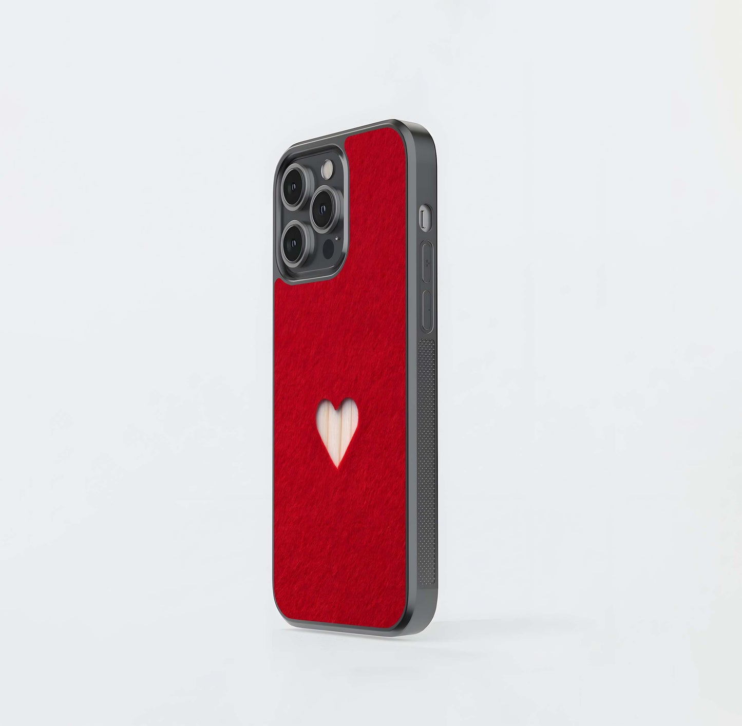 Red Felt Heart Glass Case