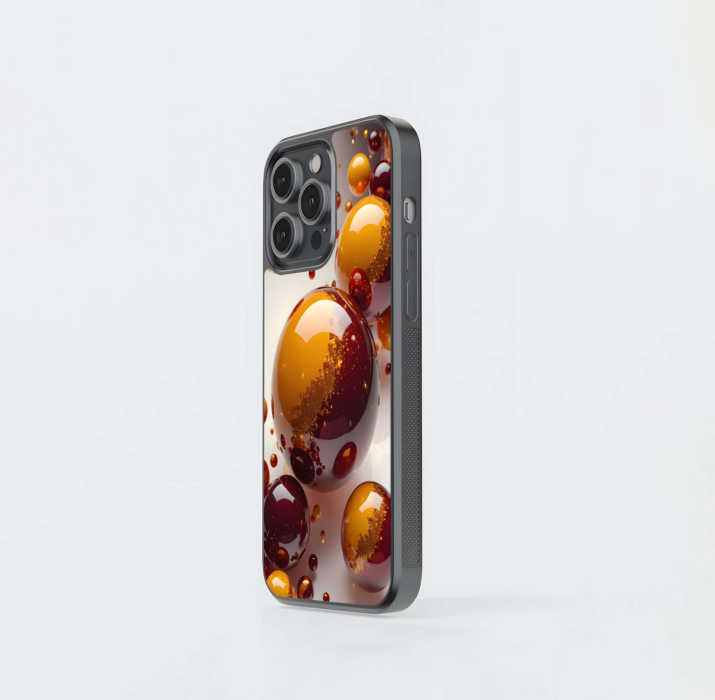 Garnet and Amber Orbs Glass Case