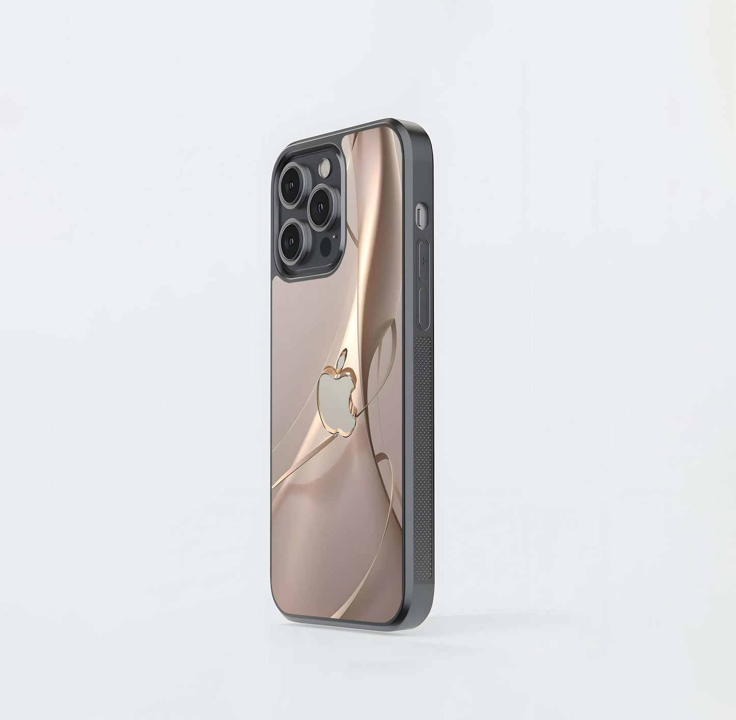 Rose Gold Apple Abstract Glass Case