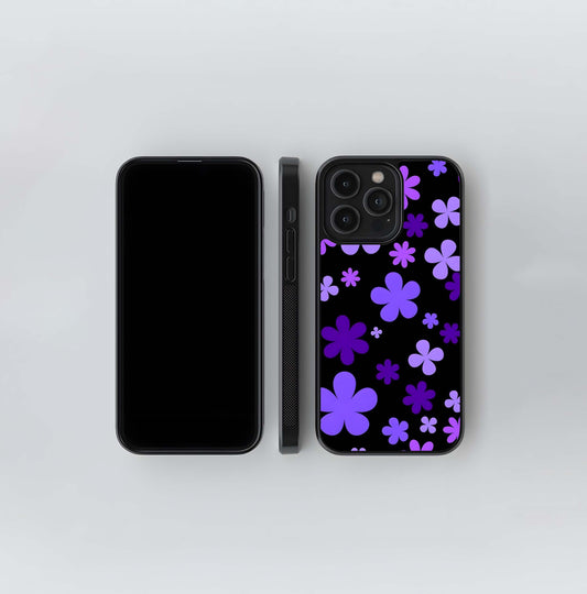 blue retro Pop Flowers Glass Case