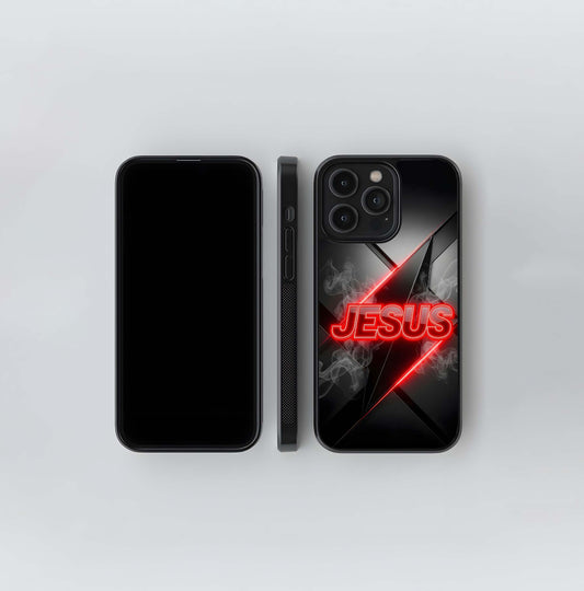 Red Neon Jesus Glass Case