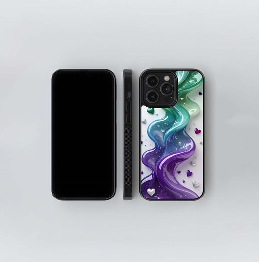 Glitter Heart Swirl Glass Case