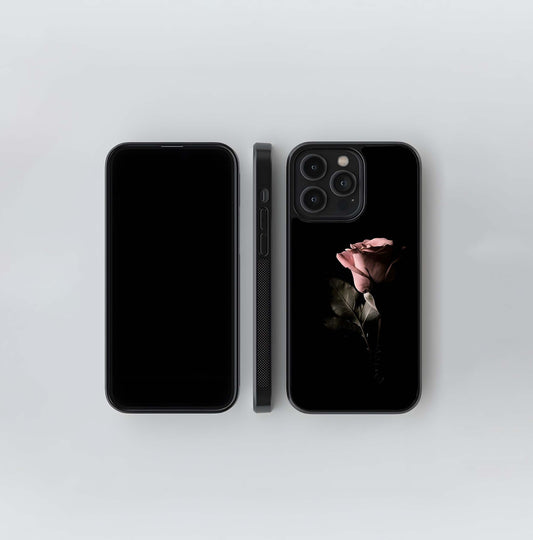 Shadowed Pink Rose Glass Case