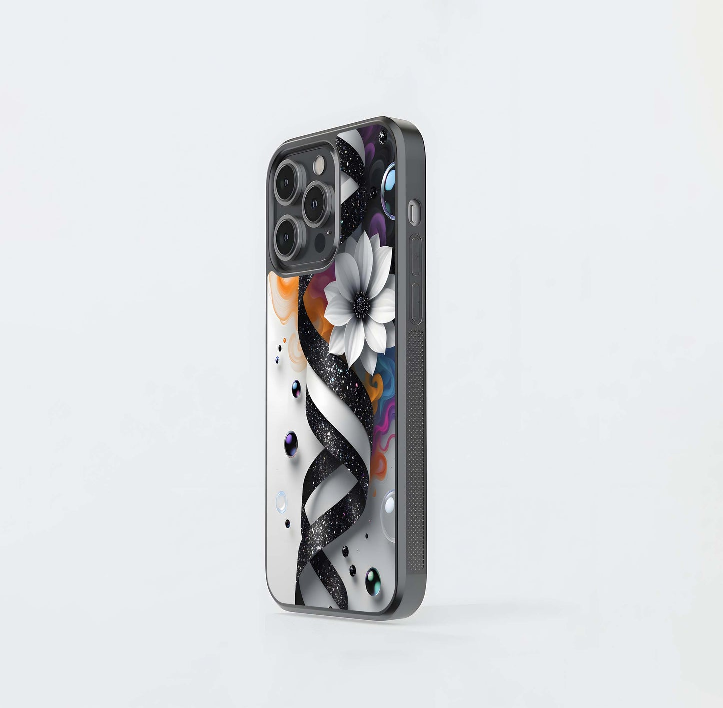 Glitter Swirl DNA Ribbon Glass Case