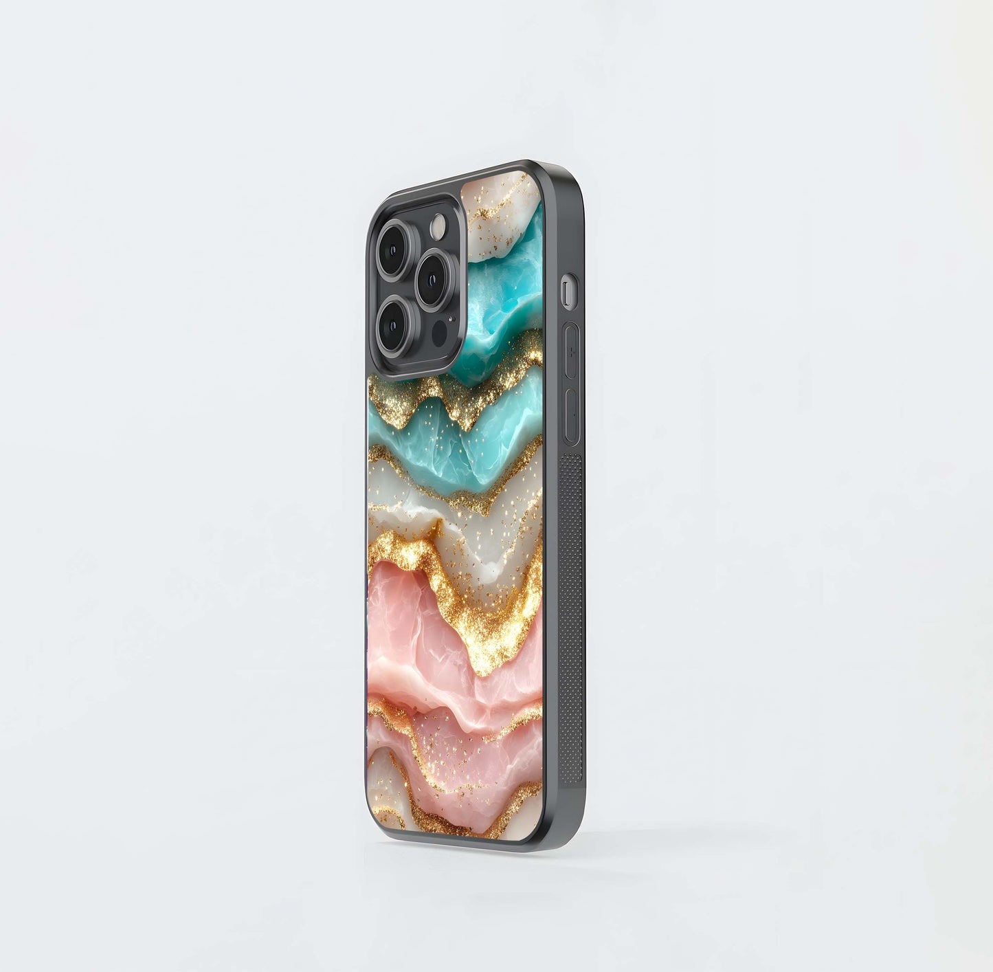 Glittering Agate Marbling Glass Case