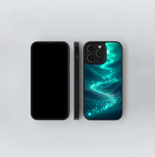 Glittering Aqua Stream Glass Case
