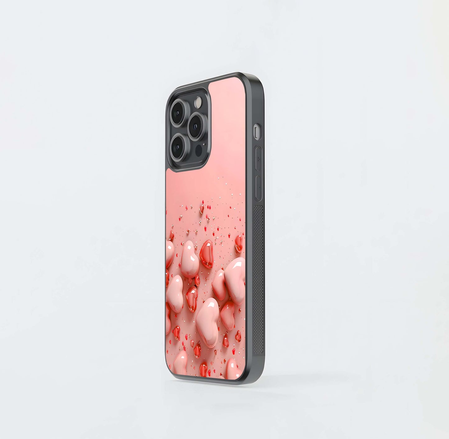 Glossy Petal Hearts Glass Case