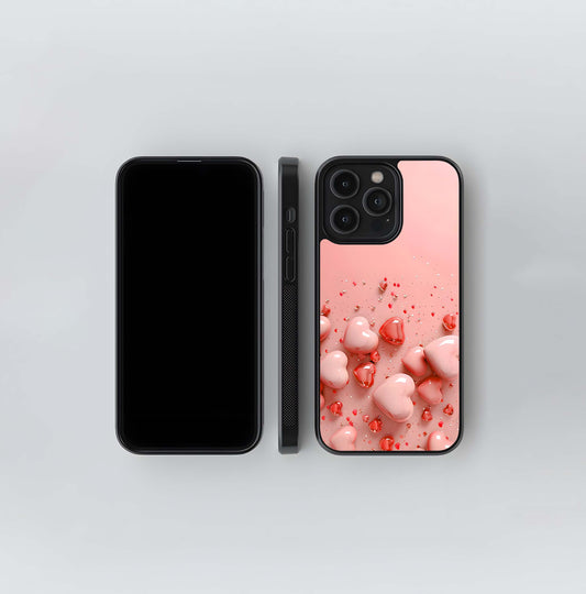 Glossy Petal Hearts Glass Case
