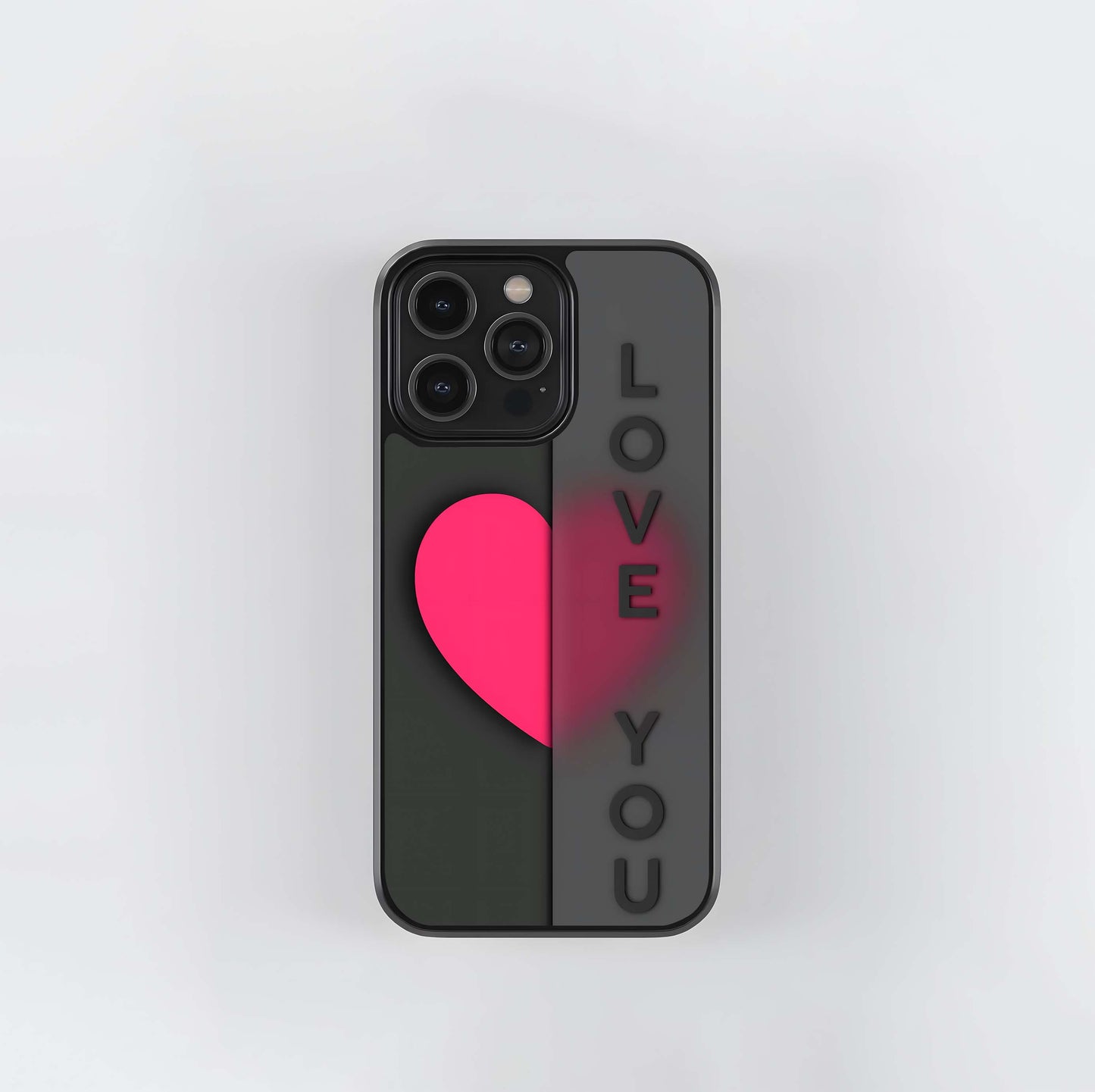 Split Heart Love You Minimalist Glass Case