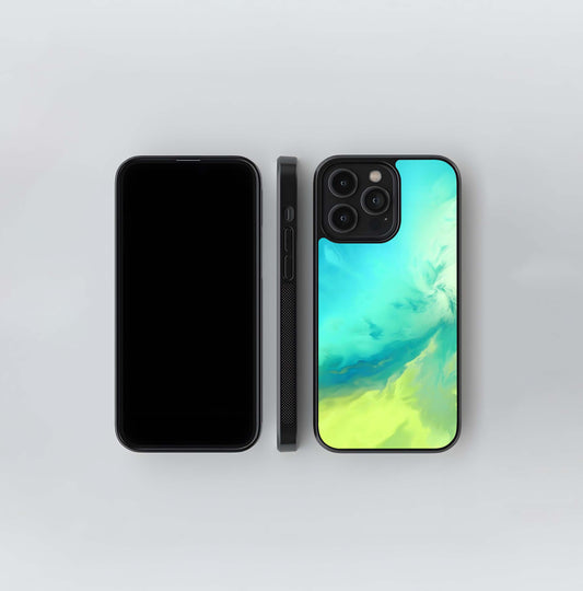 Aqua Lime Cloudscape Glass Case