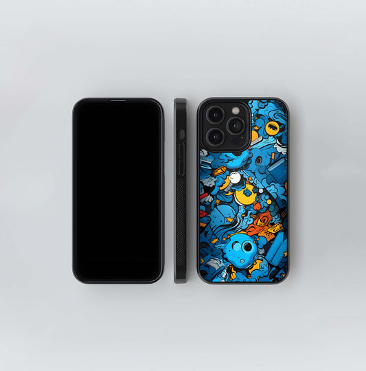 Blue Graffiti Doodle Bomb Glass Case