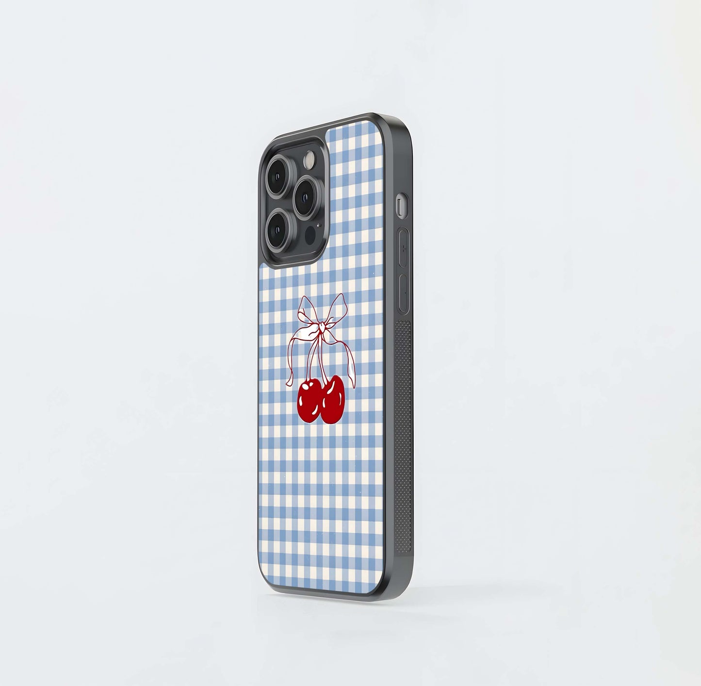 Blusshy Cherry With Checker Glass Case