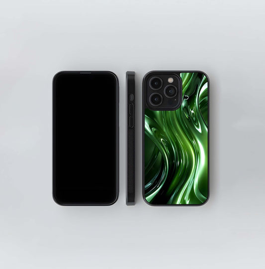 Green Ornate Damask Glass Case