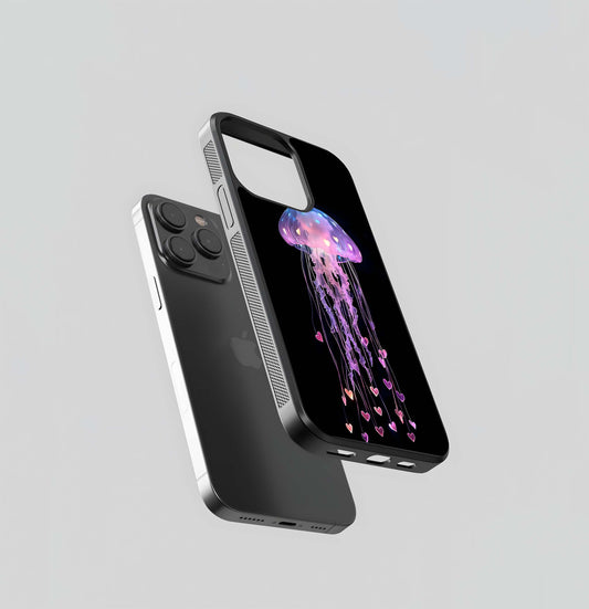 Neon Heart Jellyfish Glass Case